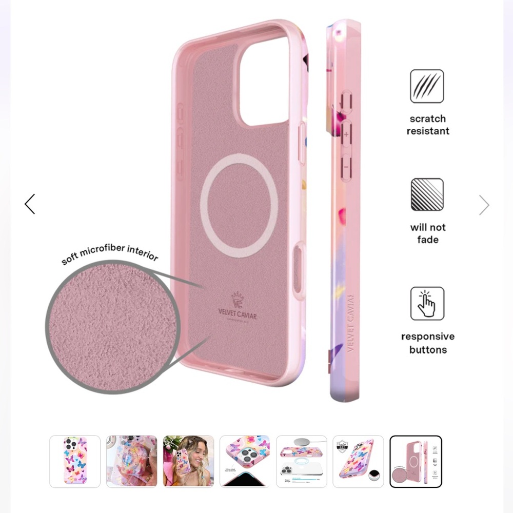 Velvet Caviar aura butterfly Pink iPhone 16 pro max case hardshell - Picture 5 of 9